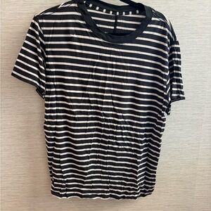 lululemon athletica Black and White Striped Short Sleeve Tee